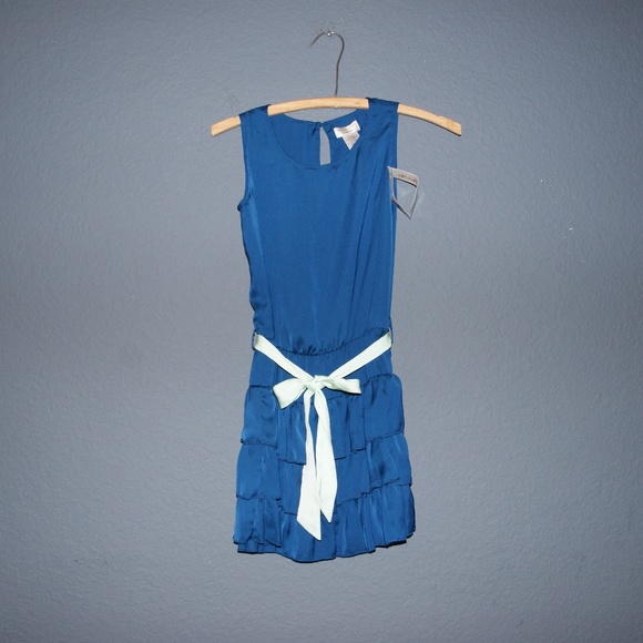 New DREAMPOP Blue Ruffled Halter Dress NWT (S 7/8) - Picture 1 of 5